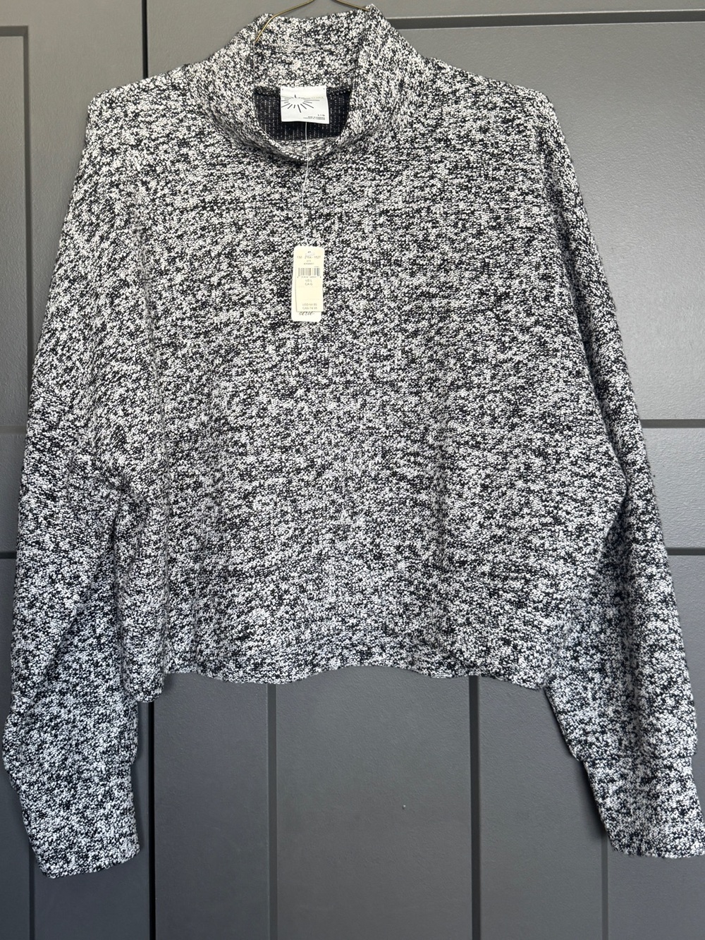 Aerie Offline Cozy Black & White Marled Turtleneck Sweater